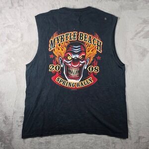Gildan Myrtle Beach Spring Rally 2008 Sleeveless Shirt Mens XL Black Clown Biker